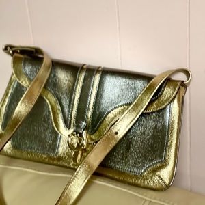 Kate Spade genuine leather silver gold crossbody bag small